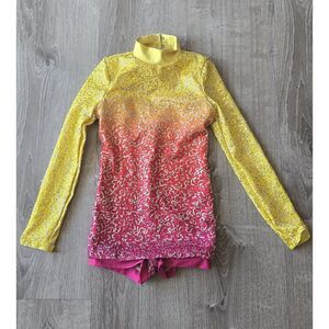 Weissman Sequins Dance Costume Size 1C (6/6X) Ombré Color Child Sz